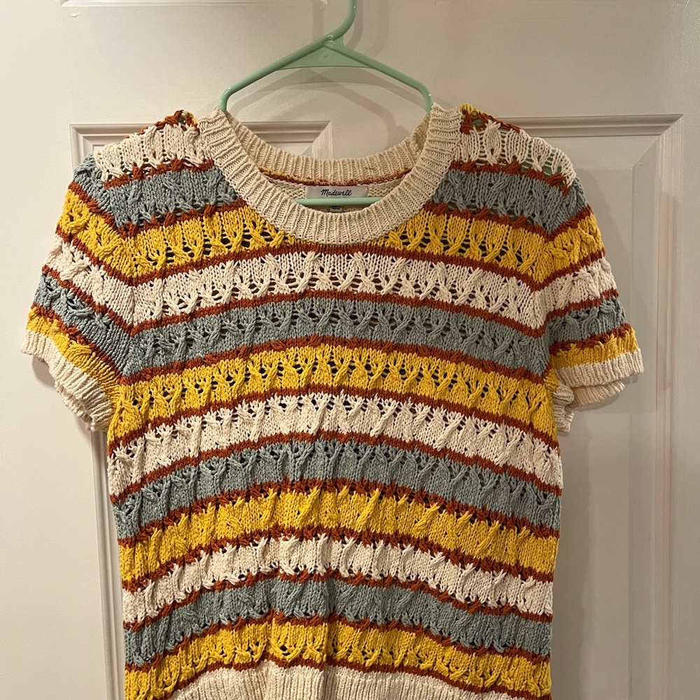 Madewell Cream and Yellow Knit Top